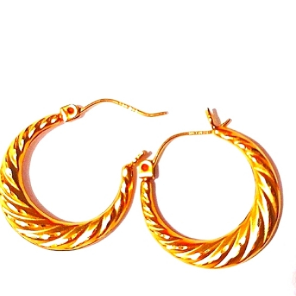 10K YG Gold Oval Braided Hoop Earrings 1.47gms.